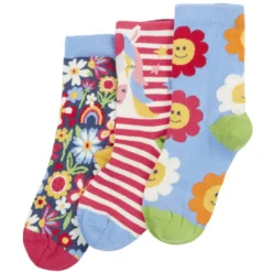 Socken 3er-Pack "Pferd & Blume" bunt 32-34