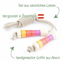 Springseil mit handgedrehten Griffen bunt brombeere