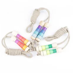 Springseil mit handgedrehten Griffen bunt brombeere