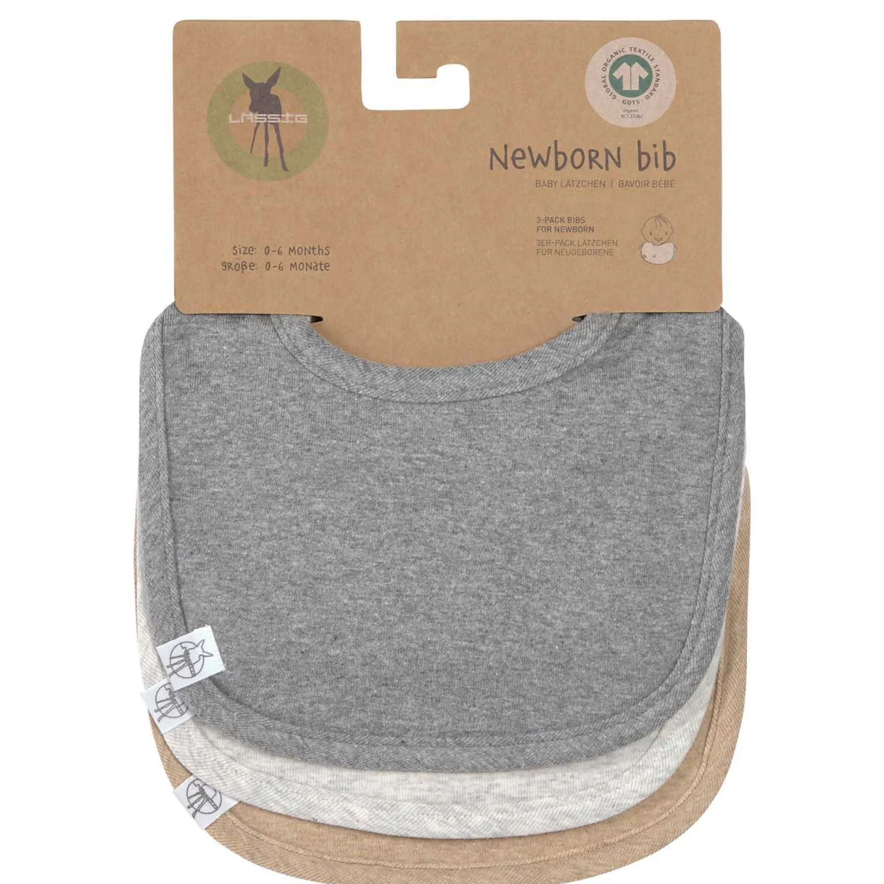 Spucklätzchen 3er Set grau-beige