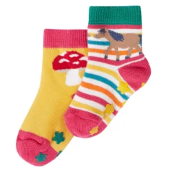 Stoppersocken 2er-Pack "Wildpferde" pink 74/80