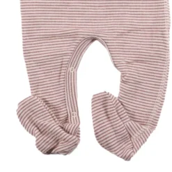 Strampelanzug Wolle Seide Ringel mauve 50