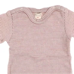 Strampelanzug Wolle Seide Ringel mauve 50