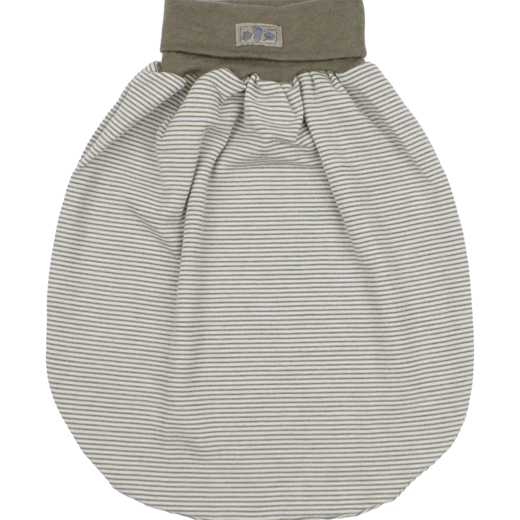Strampelsack Wolle Seide Ringel khaki