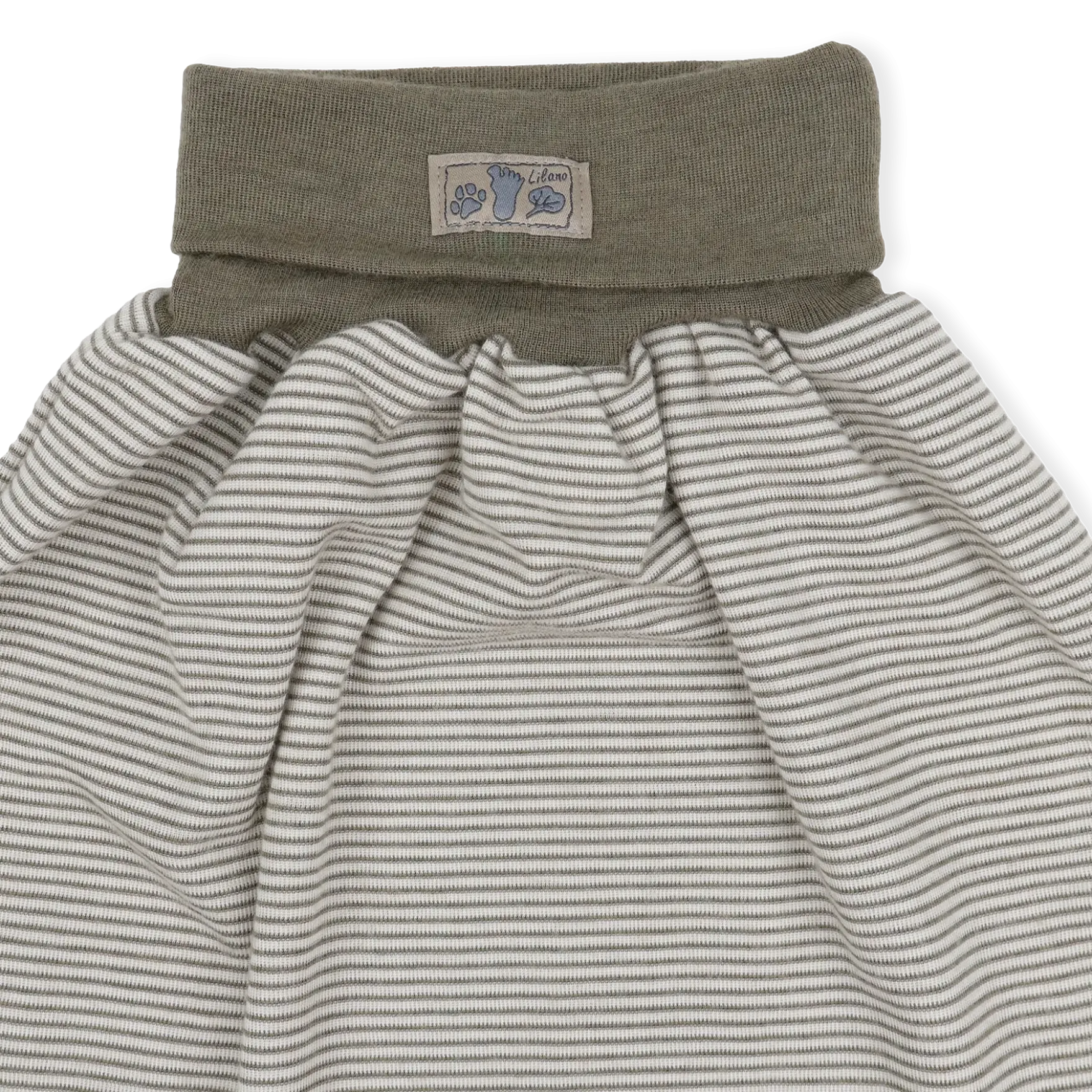 Strampelsack Wolle Seide Ringel khaki