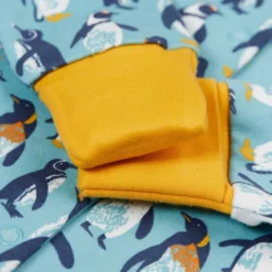 Strampler mit Fuß "Pinguine" blau 86
