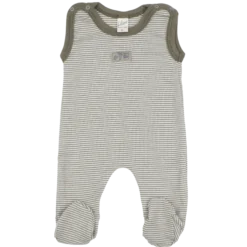 Strampler Wolle Seide Ringel khaki 50