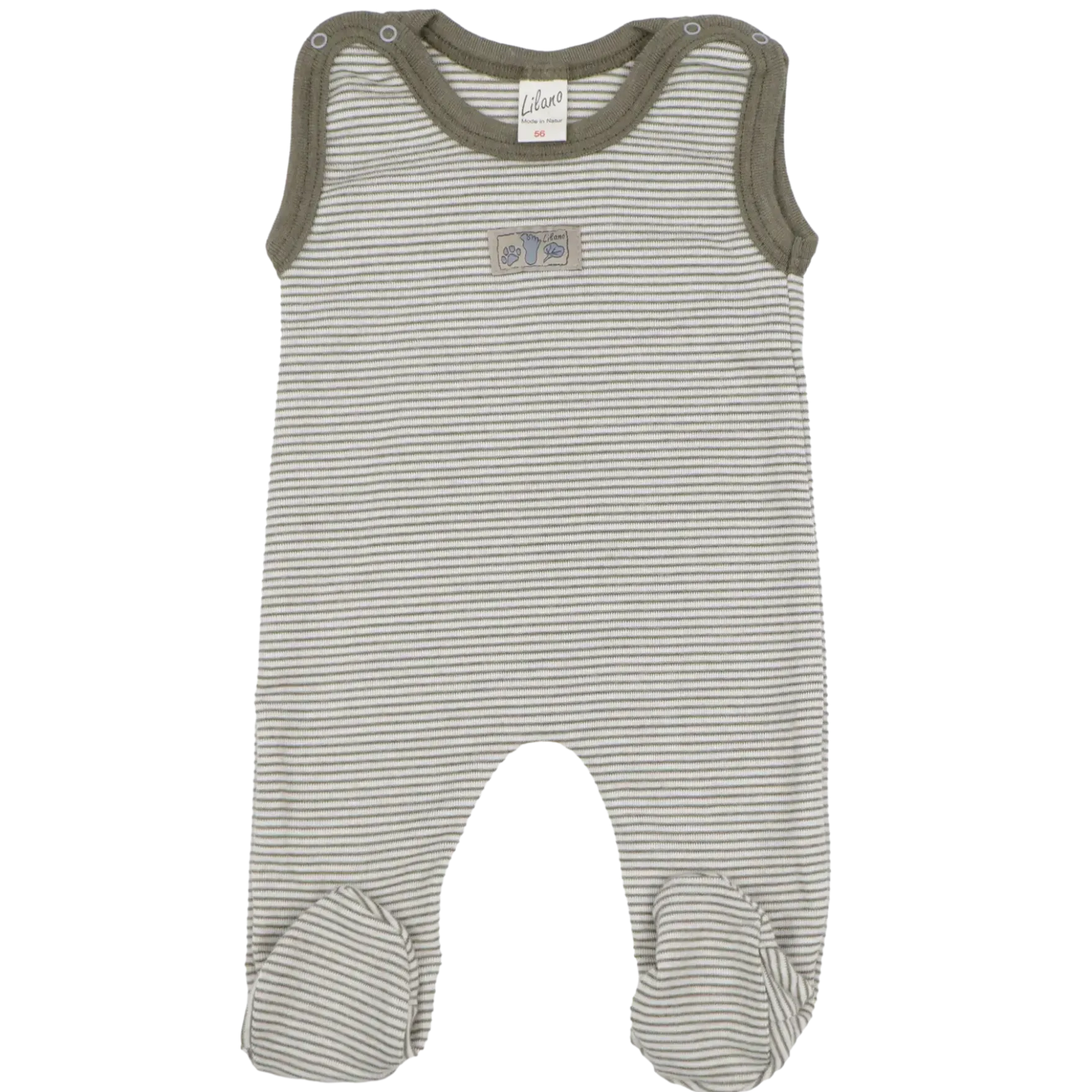 Strampler Wolle Seide Ringel khaki 50
