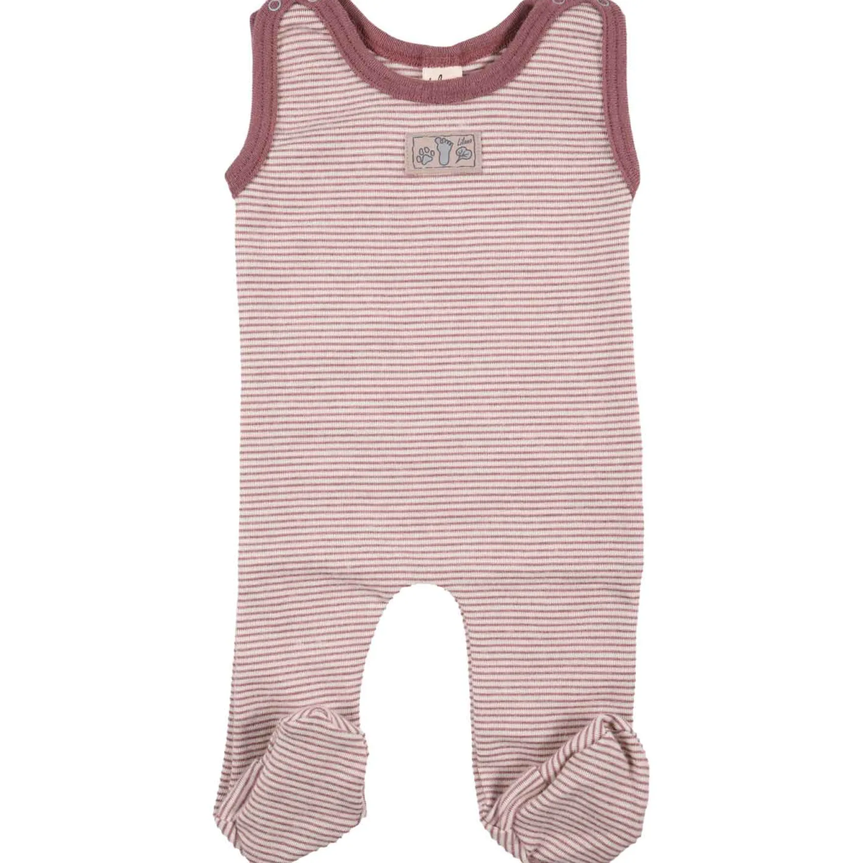 Strampler Wolle Seide Ringel mauve 50