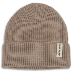 Strick-Beanie Merinowolle nuss 2-4y