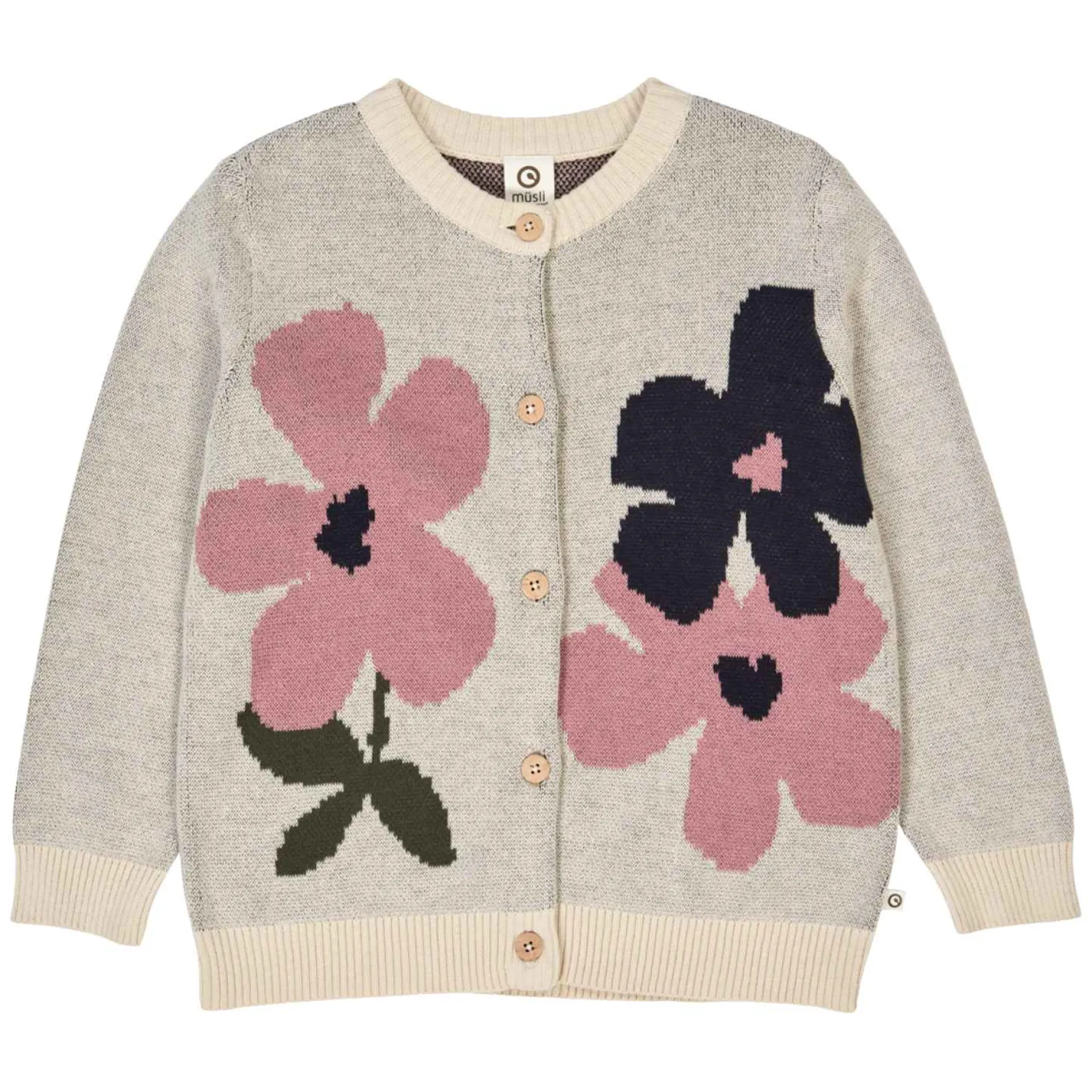 Strick-Cardigan "Blumen" oak-rose 98