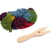Strickgabel + Strickwolle 50g bunt