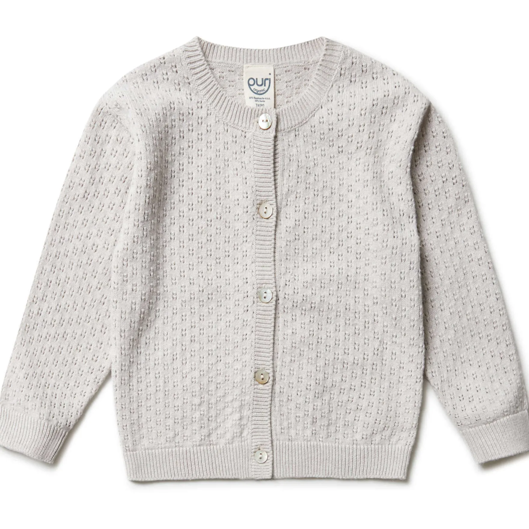 Strickjacke "Ajour" mit Seide beige 86/92
