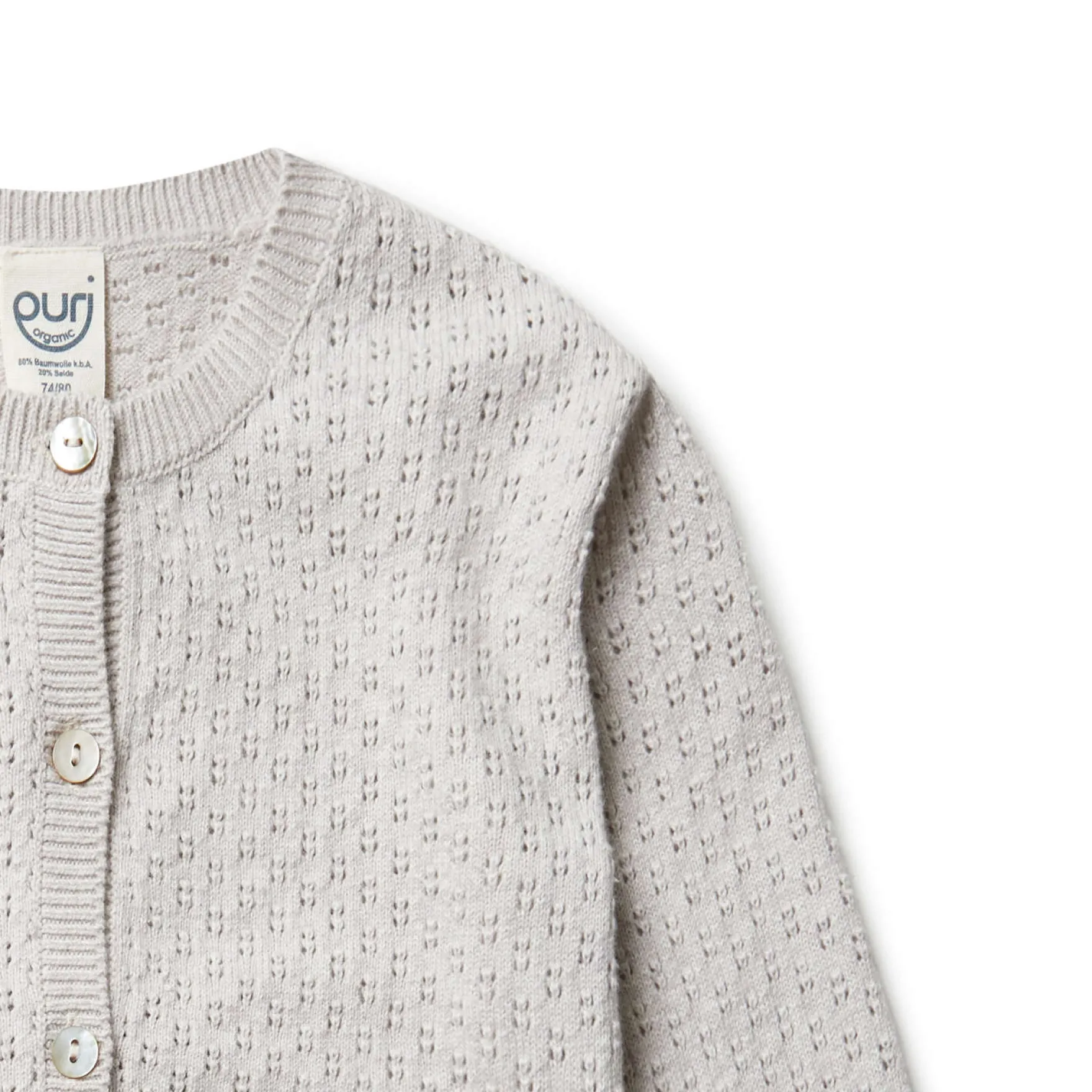 Strickjacke "Ajour" mit Seide beige 86/92