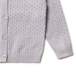 Strickjacke "Ajour" mit Seide lavendel 74/80