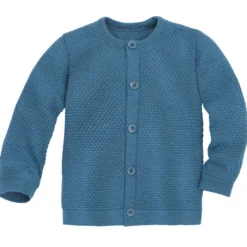 Strickjacke Merinowolle taubenblau 86/92