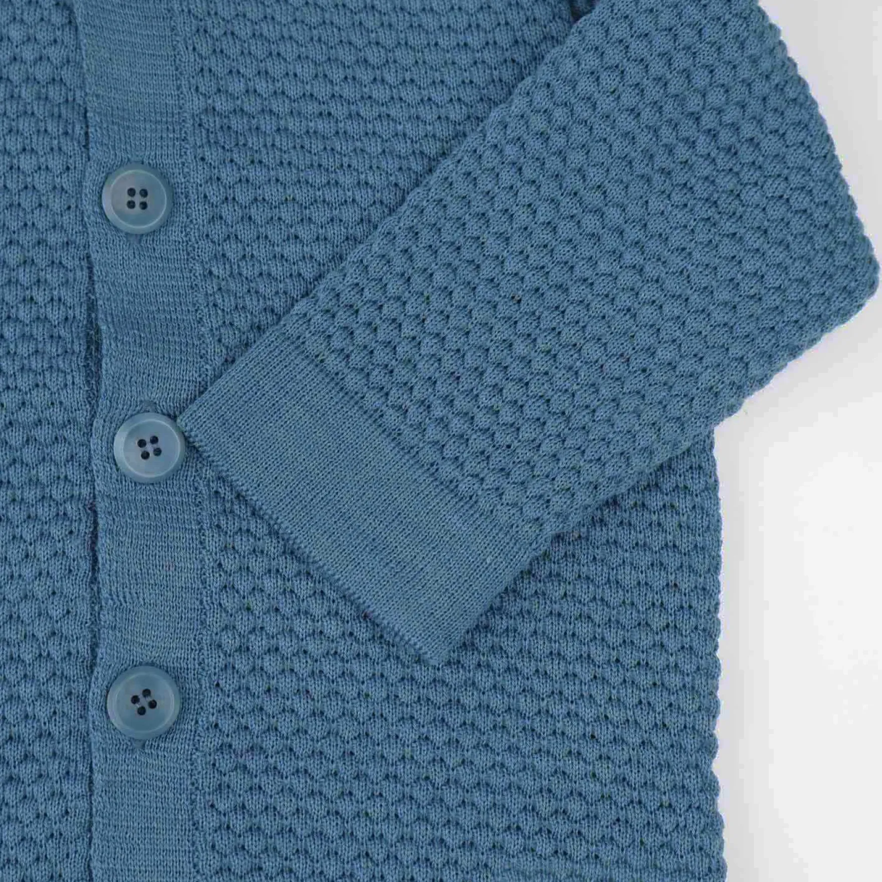 Strickjacke Merinowolle taubenblau 86/92