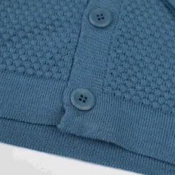 Strickjacke Merinowolle taubenblau 86/92