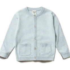 Strickjacke mit Seide hellblau 86/92