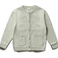 Strickjacke mit Seide teagreen 74/80