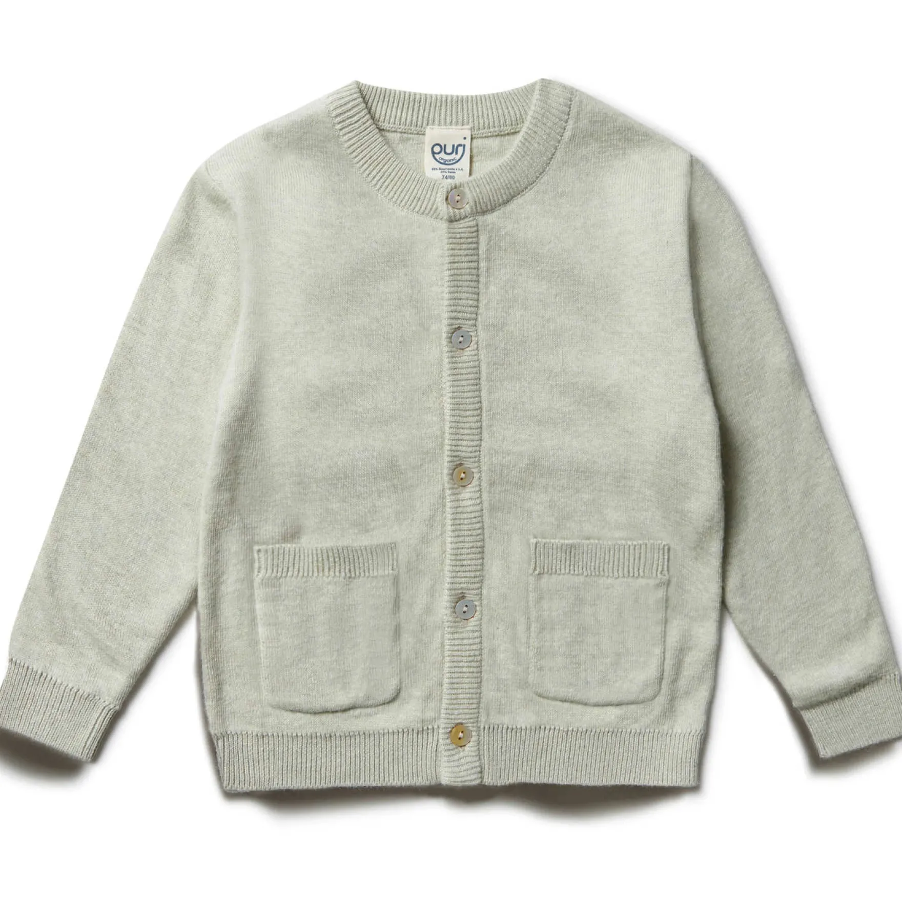 Strickjacke mit Seide teagreen 74/80