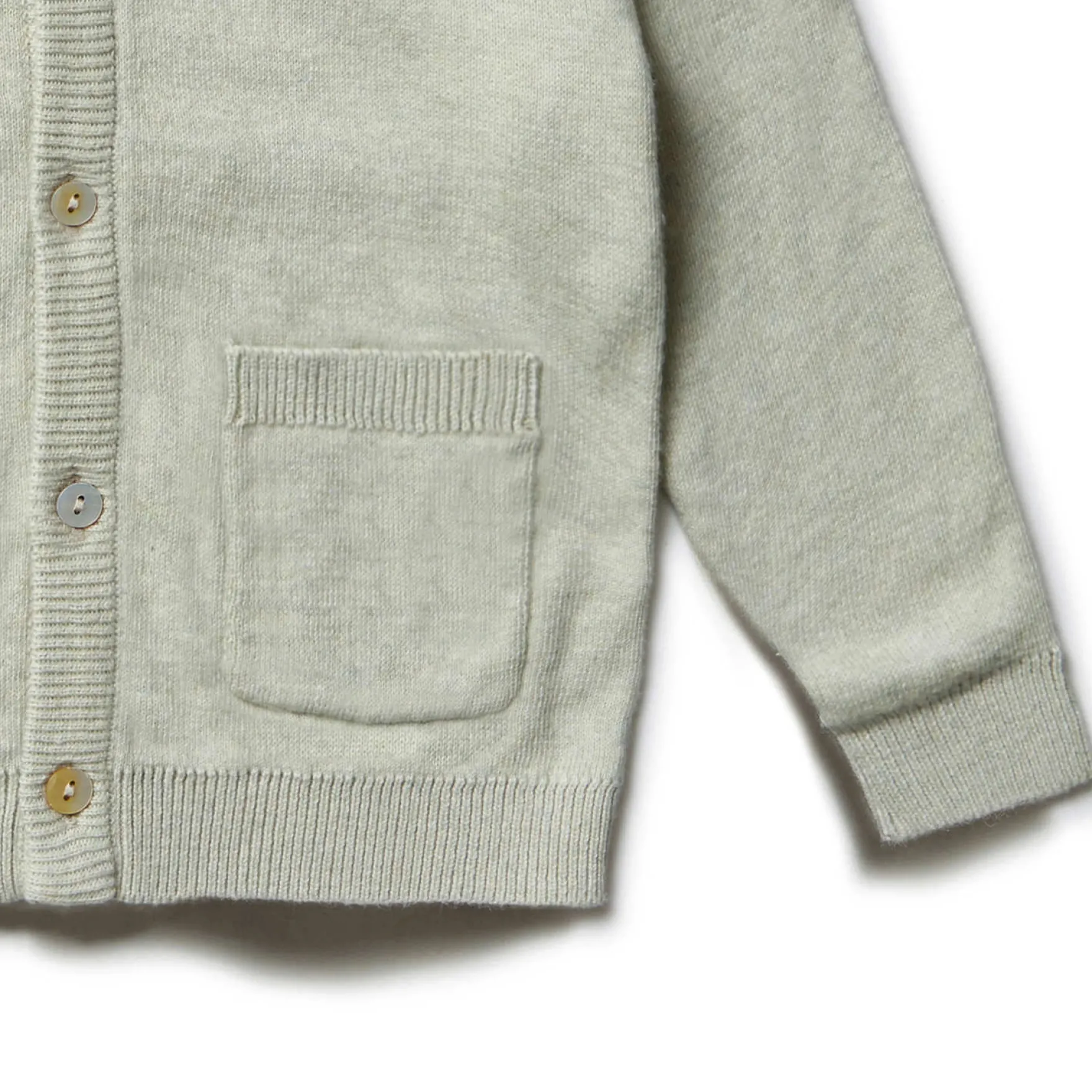 Strickjacke mit Seide teagreen 74/80