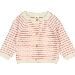 Strickjacke "Pointelle" creme-bubblegum 80