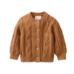 Strick-Jacke "Zopfmuster" rehbraun melange 62/68