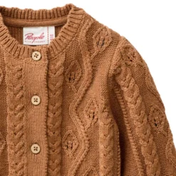 Strick-Jacke "Zopfmuster" rehbraun melange 62/68