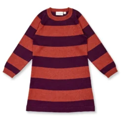 Strick-Kleid bordeaux gestreift 104