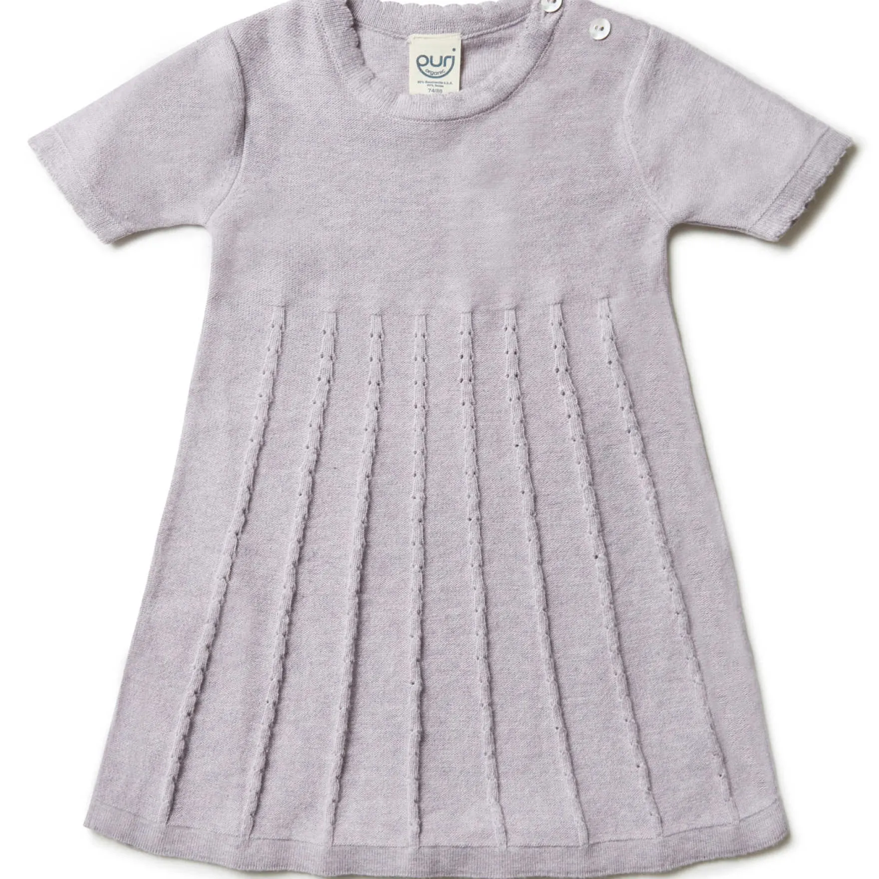 Strickkleid kurzarm mit Seide lavendel 86/92