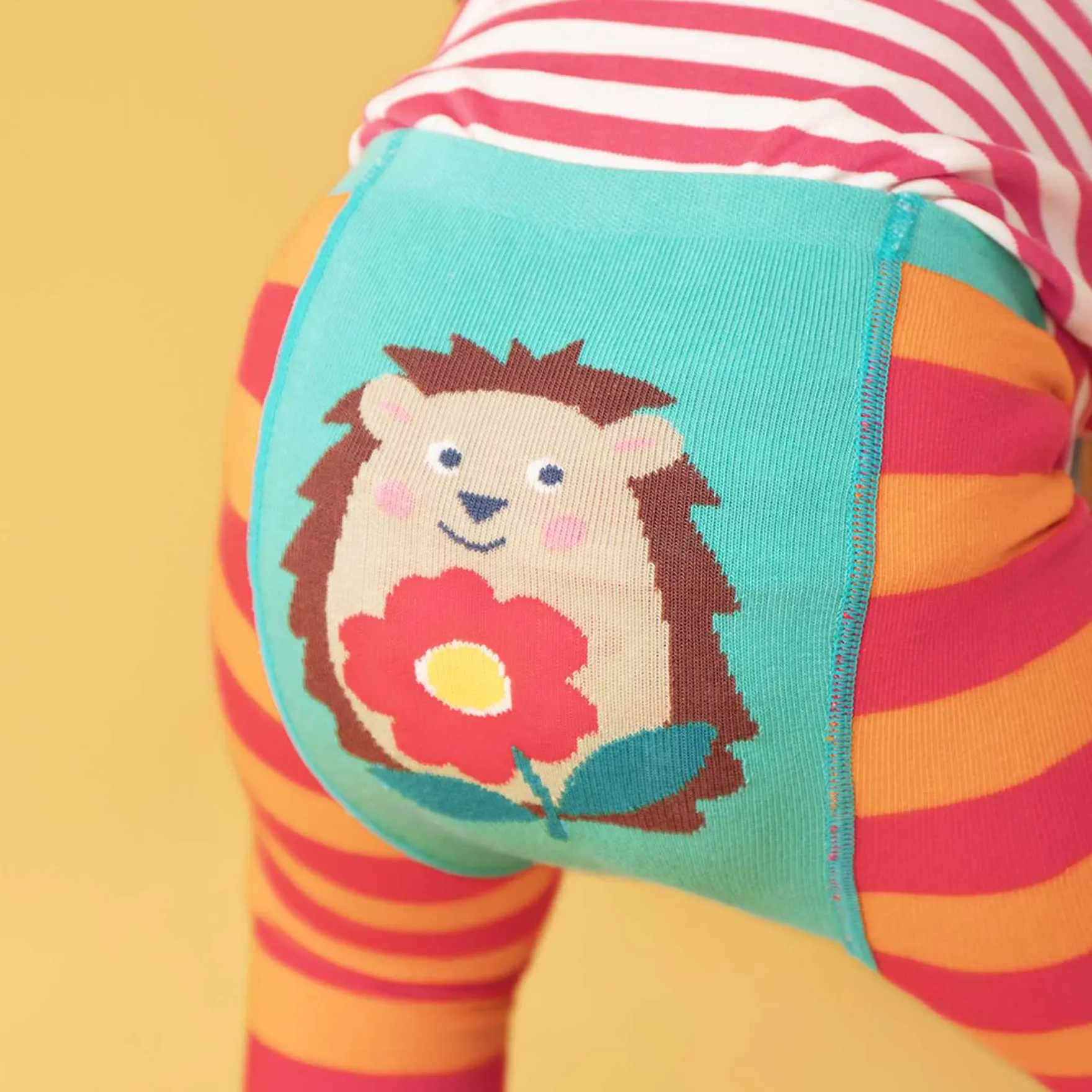 Strick-Leggings "Igel" orange gestreift 62/68