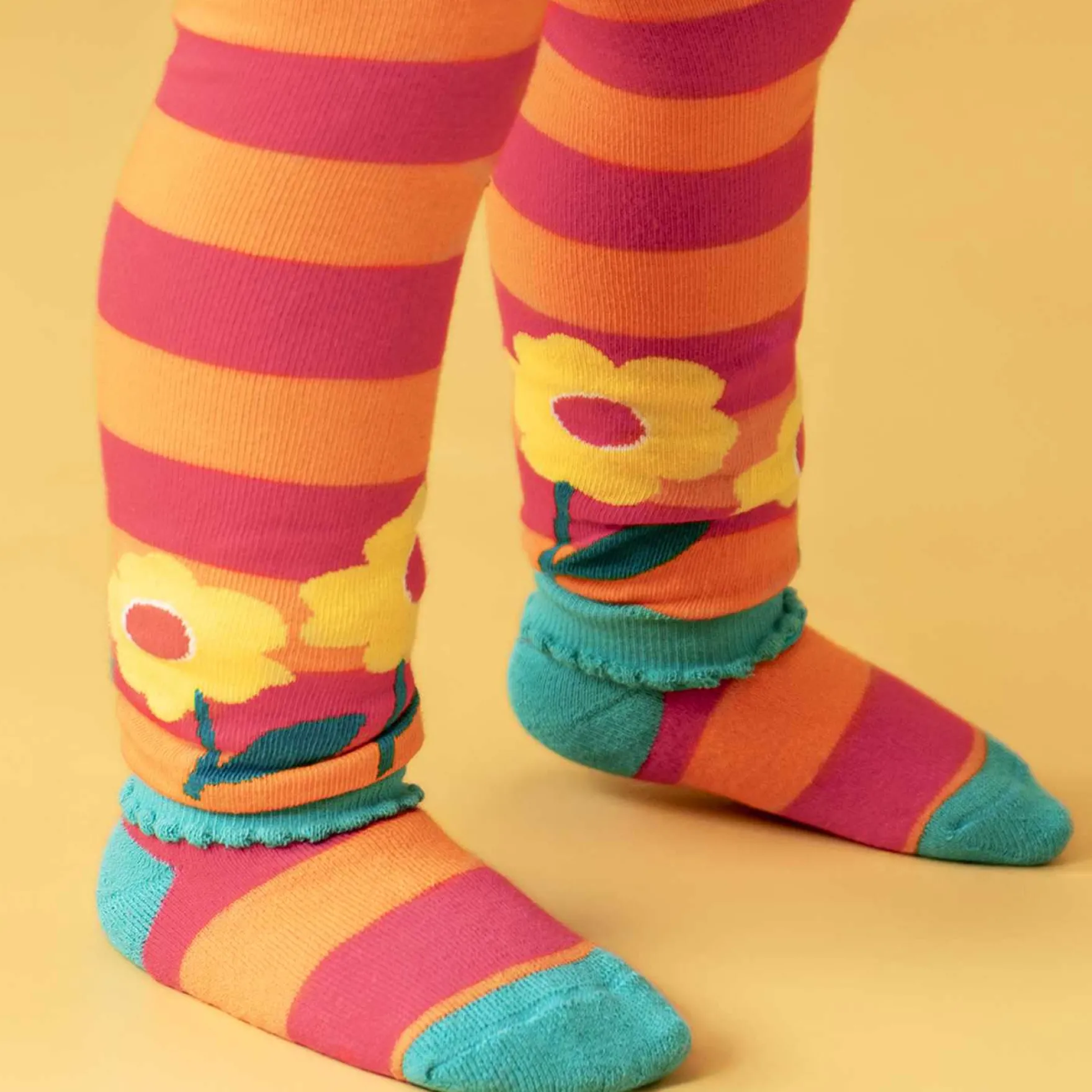 Strick-Leggings "Igel" orange gestreift 62/68