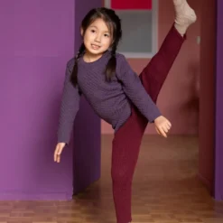 Strick-Leggings Merinowolle cassis 110/116