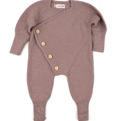 Strick-Overall Merinowolle mauve 62/68