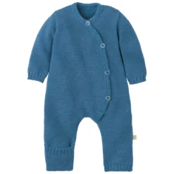 Strick-Overall Merinowolle taubenblau 74/80