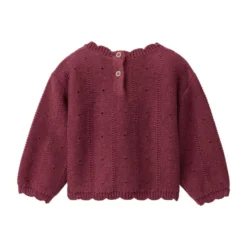 Strick-Pullover "Ajour" mit Stickerei bordeaux mélange 98/104