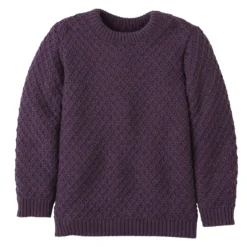 Strickpullover "Aran" Merinowolle aubergine 122/128