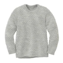 Strickpullover "Aran" Merinowolle grau 122/128