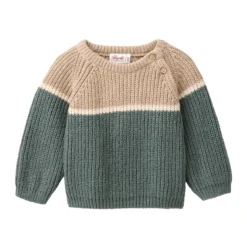 Strick-Pullover "Colorblock" eukalyptus 62/68