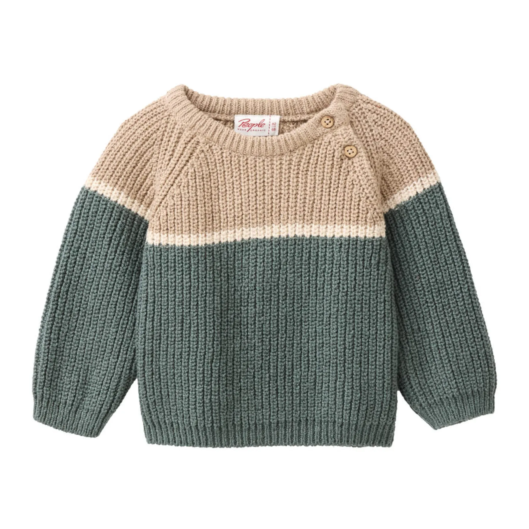 Strick-Pullover "Colorblock" eukalyptus 62/68
