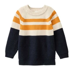 Strick Pullover gestreift dunkelblau mélange 122/128