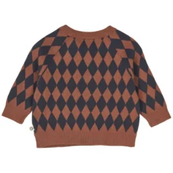 Strickpullover "Harlequin" blau-rostbraun 80