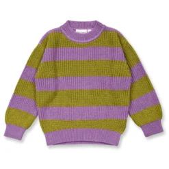 Strick-Pullover lila-grün gestreift 92