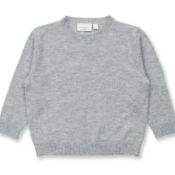 Strickpullover Merinowolle grau meliert 98