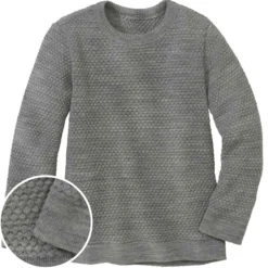 Strickpullover Merinowolle grau 86/92