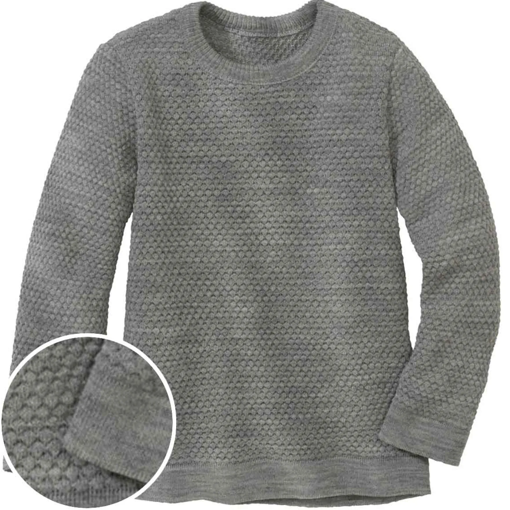 Strickpullover Merinowolle grau 86/92