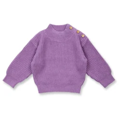 Strick-Pullover mit Knöpfen lila melange 86