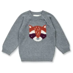 Strick-Pullover "Waschbär" grau 80