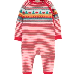 Strick-Strampler "Weihnachten" rot-weiß 68
